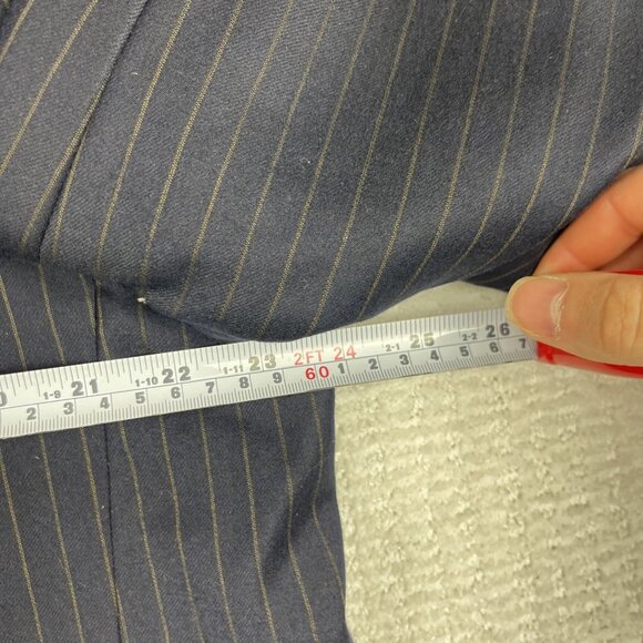 Ermenegildo Zegna Blazer Navy w/ Brown Chalk Stripe Double Breasted Wool Sz 46W - Picture 10 of 16